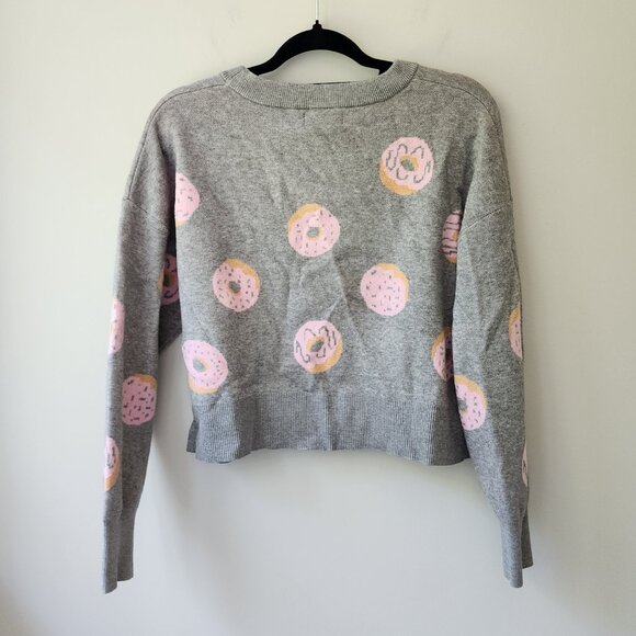 Cute Cropped Crewneck Sweater | Junior's Medium | Pink Donuts Frosting Sprinkles - Picture 4 of 6